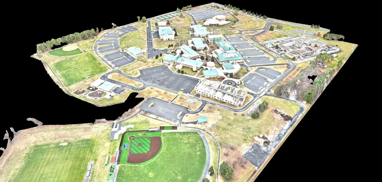 Textured 3D model of a multi-building campus