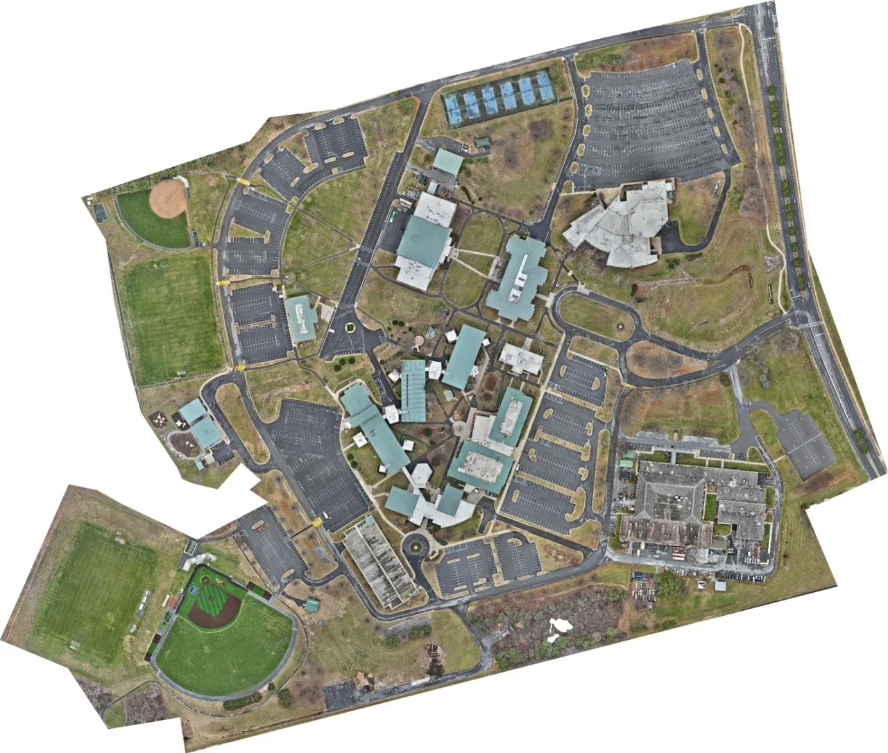 Orthomosaic map of a corporate campus